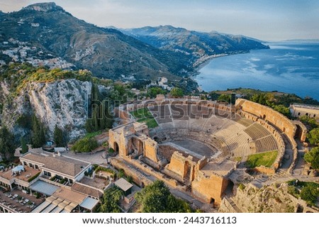 Similar – Image, Stock Photo View from Taormina on a railway station  in Sicily