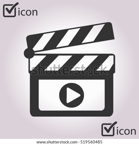 Film maker clapper board  icon. Flat design style.