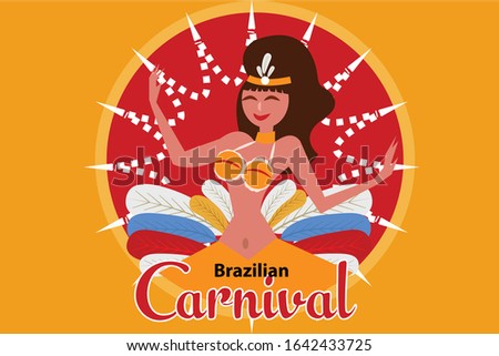 Brazilian Girl Dancing On Carnival Illustration