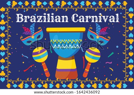 Blue Color Brazilian Carnival Fest Illustration