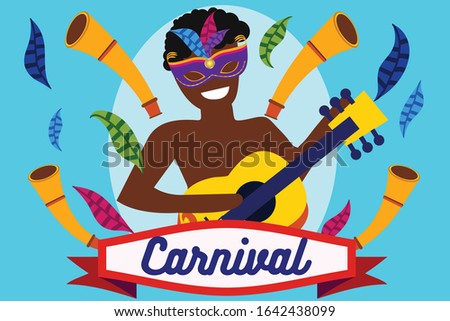 Brazilian Carnival Boy Singing Illustration