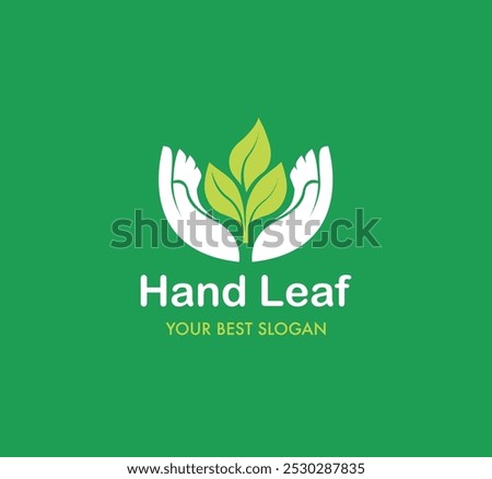 Abstract Hand Holding Leaf, Logo for Eco Charities and Social Projects