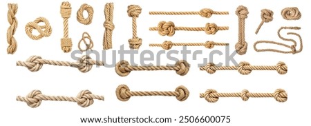 Image, Stock Photo Ropes and knots on a striped boat wall