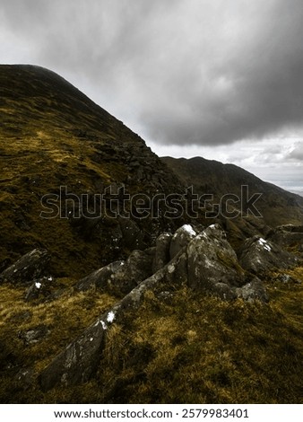 Similar – Image, Stock Photo Mountain ridge against cloudy blue sky