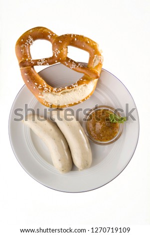 Similar – Image, Stock Photo Pair of Bavarian veal sausages