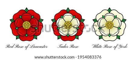 Tudor rose vector isolated icon. Traditional heraldic emblem of England. The war of roses of houses Lancaster and York.