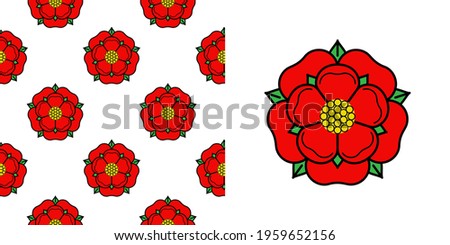 Tudor rose vector seamless pattern. Traditional heraldic emblem of England. The war of roses of houses Lancaster and York.
