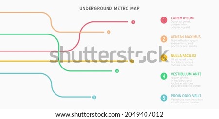 Metro map infographics vector template. City Subway transportation scheme. Underground connection top view. Industrial transport maze colorful illustration.