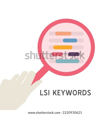 LSI keywords (Latent Semantic Indexing) vector icon. Word search optimisation concept.