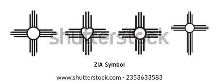 Zia symbols set. Antient Native Americans sign vector isolated icon. New Mexico state logo.