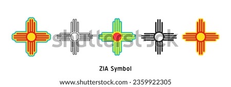 Zia symbols set. Antient Native Americans sign vector isolated icon. New Mexico state logo.