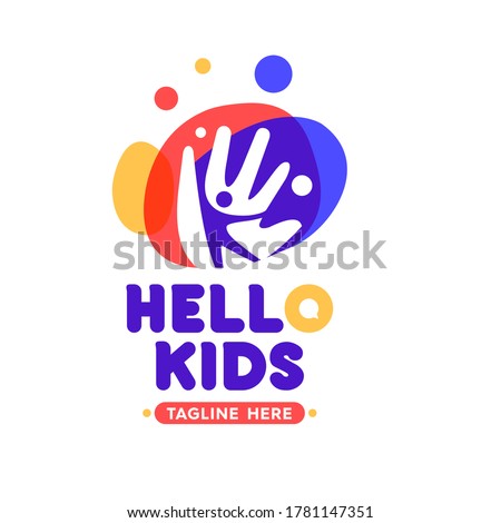 illustration of a waving child design logo, with colorful modern touches