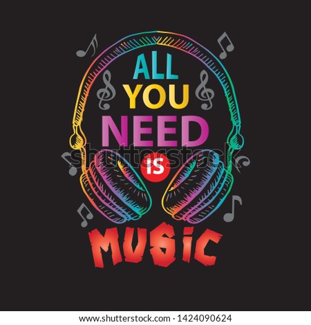 All you need is music. Motivational music on black background.