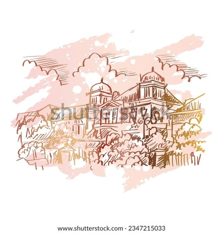 Sketch drawing of landmark Bank Negara Indonesia 46 in Yogyakarta
