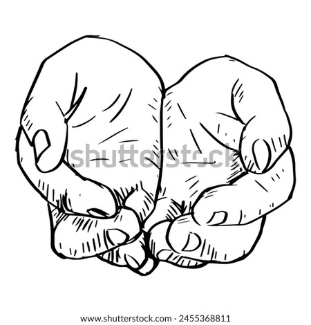 Hands of praying. Hand drawn vector illustration of praying hands.