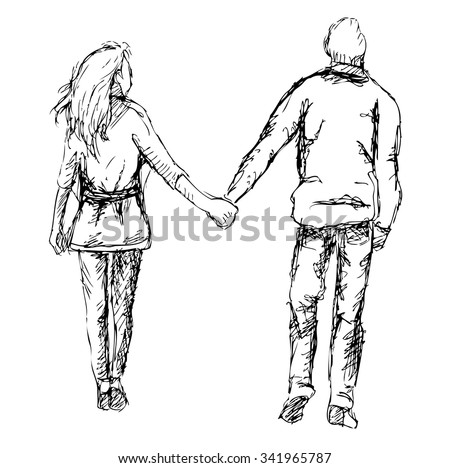 Always Together hand written Text, Cute Couple Drawings, Holding Hands  Drawing , Romantic Couple Art by Mounir Khalfouf