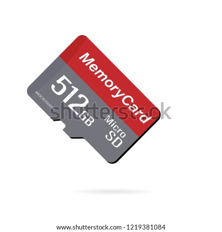 Memory Card Micro SD. 512 GB. Vector stock illustration. Realistic mockup micro sd card. 