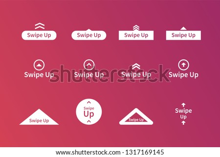 Swipe up icon set on gradient style isolated on background for stories design, scroll pictogram. Stories swipe button.Swipe up set stories vector.