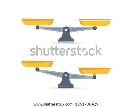 Set of scales. Bowls of scales in balance, an imbalance of scales. Libra, vector illustration