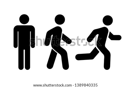 Man stands, walk and run icon set. Vector illustration