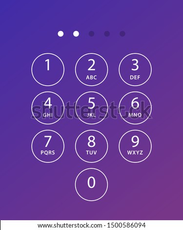 Phone keypad. Keyboard template in touchscreen device. User Keypad with numbers and letters for phone. Interface keypad for smartphone. 