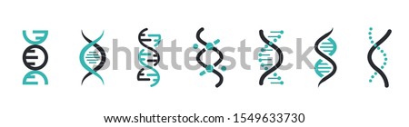 DNA Icons set. DNA Structure molecule icon. Vector molecule. Chromosome icon