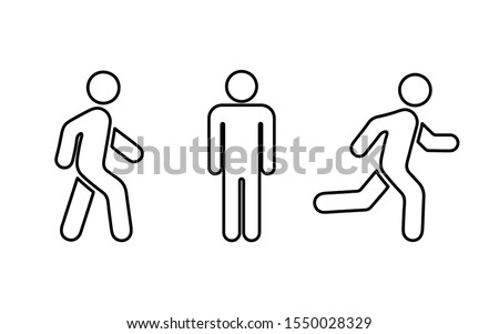 People symbol: stands , walk and run, thin line icons. Vector illustration
