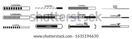 Progress loading bar. Load sign vector illustration. Set of connecting indicators. Collection Loading status , progress visualization web design elements on background. Download progress