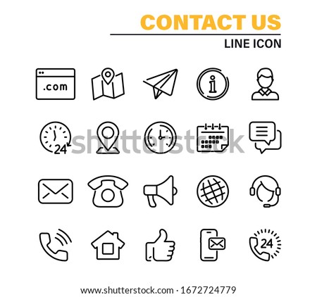 Set of simple Contact us icons  for web and mobile app. Social Media network icon call us email mobile signs. Customer service. Contact support sign and symbols