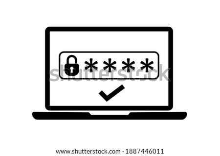 Two steps authentication icon. Verification or sms with code message confirmation for account login. Multi-factor authentication verification code. Laptop password verification or sms with push code