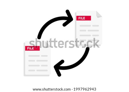Files transfer. Transfer of documentation. Folders with paper files. File sharing. Move a file from folder to folder. Copy file. Document icon