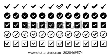 Set of check mark. Done icon symbol. Check mark icon. Checkbox icons and check marks. Profile verification icons. Vector checklist marks icon set for websites, mobile apps and other developers