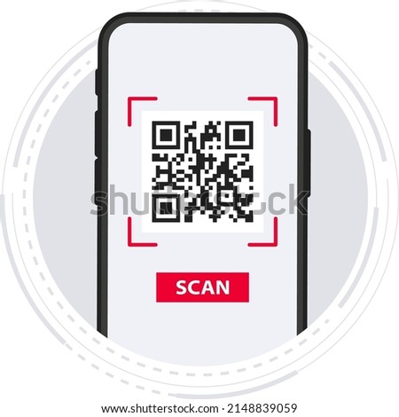 QR Code. Scanning qr code, barcode with smartphone. Contactless payment. Can use for, landing page, template, ui, web, mobile app, banner, flyer. Scan me. Qr Verification Concept. Vector illustration