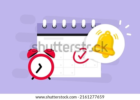 Reminder in calendar. Calendar deadline, event notification push message. Alert for business planning, events, reminder, daily schedule, appointment, important date. Notice of important schedule date