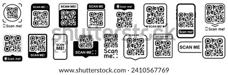 Scan qr code. Scan QR code flat icon with phone. Qr Code template for mobile app, payment and discounts. Barcode. Mobile payment and quick response codes. Scan me with smartphone. Vector illustration