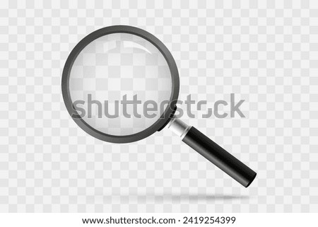 Search icon vector. Magnifying glass with Transparent Background. Magnifier, big tool instrument. Magnifier loupe search. Business Analysis symbol