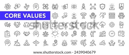 Core value icon set with editable stroke. Core value thin line icon collection. Vector illustration