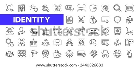 Identity icon set with editable stroke. Verification thin line icon collection. Vector illustration