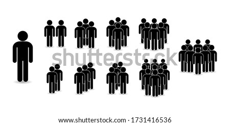 Set of people icons in flat style. Crowd. Group of people - icon. Company or team person