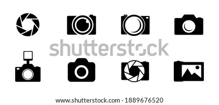 Photo and camera icon set. Icons of photography, image, photo gallery and photo camera. Diaphragm icon. image, photo gallery Vector illustration.