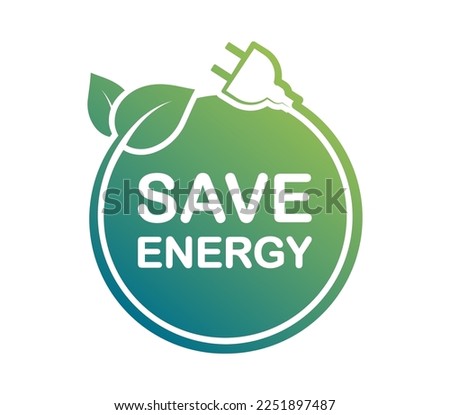 Save energy icon. Eco plug with leaf. Energy saving symbol. Vector