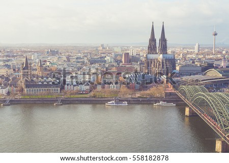 Similar – Image, Stock Photo panoramic view of cologne city at dusk