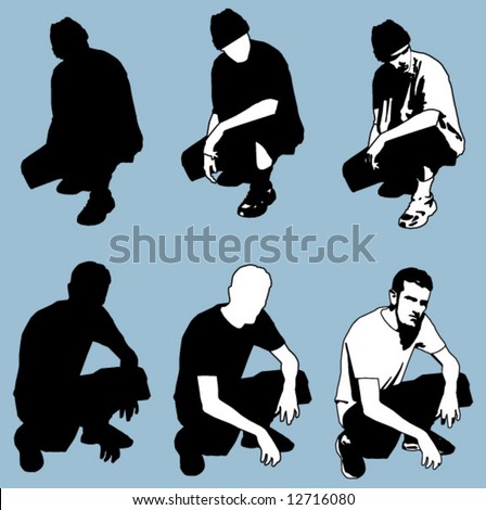 Kneeling Pose Stock Vector Illustration 12716080 : Shutterstock