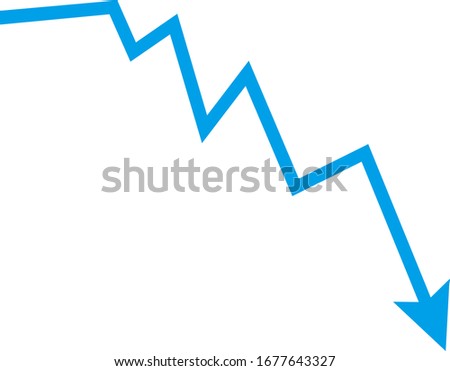 Down arrow vector illustration, stock market, crash