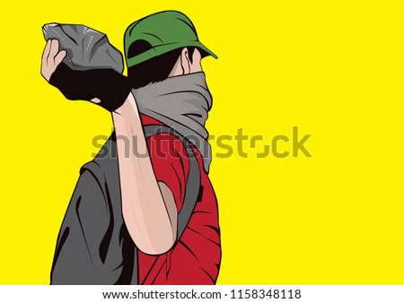Person Throwing a stones vector illustration