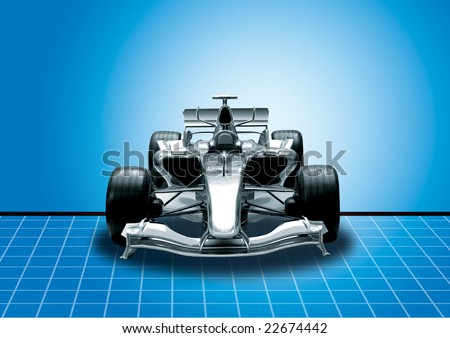 formula one car in black with blue background