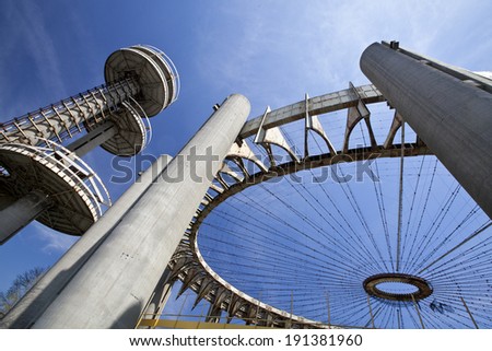 New York City, USA - April 20, 2014: Towers of New York State Pavilion in Flushing Meadows Corona Park at New York City.
