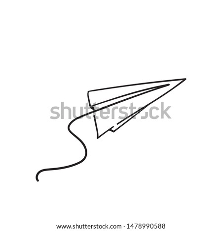 Paper plane drawing vector using continuous single one line art style with unique doodle handdrawing style
