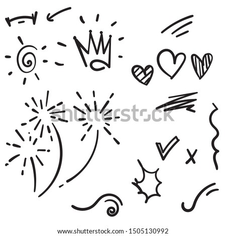 Vector hand drawn collection of design element doodle