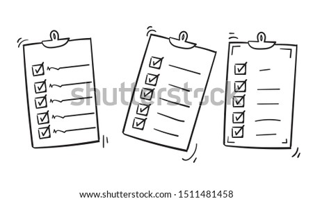 Clipboard icon design template handddrawn doodle style